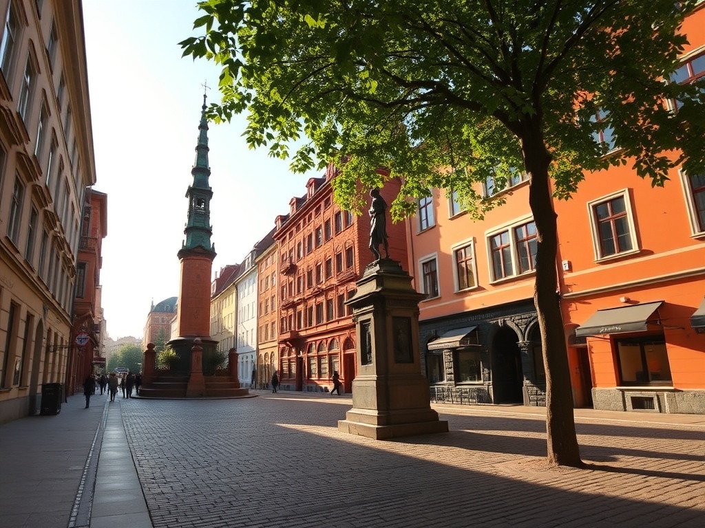 Archiwalne zdjęcie centrum Redy z przełomu XX i XXI wieku pokazujące tradycyjny rynek i budynki miasta
