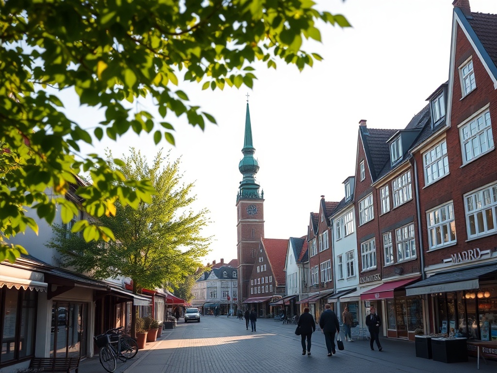 Majestatyczne kwitnące drzewa wiśni i czereśni w parku miejskim w Redzie, z delikatnymi płatkami tworzącymi białe i różowe chmury na tle błękitnego nieba.