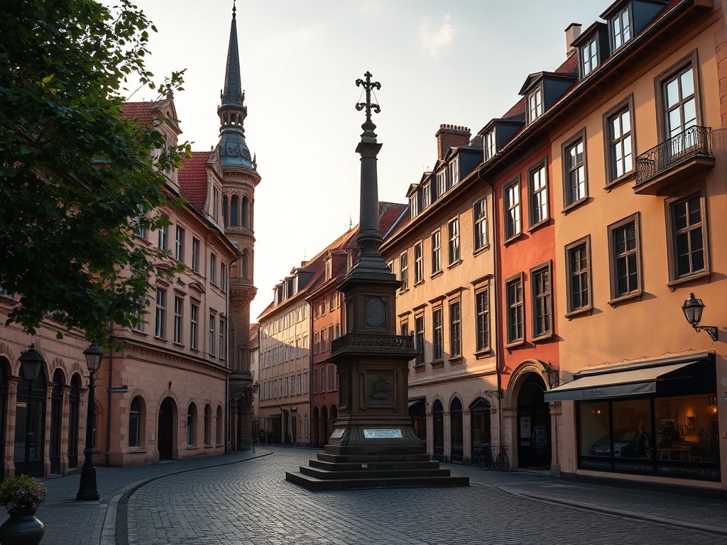 Widok na centrum miasta Reda z charakterystycznymi budynkami i elementami miejskiej infrastruktury.